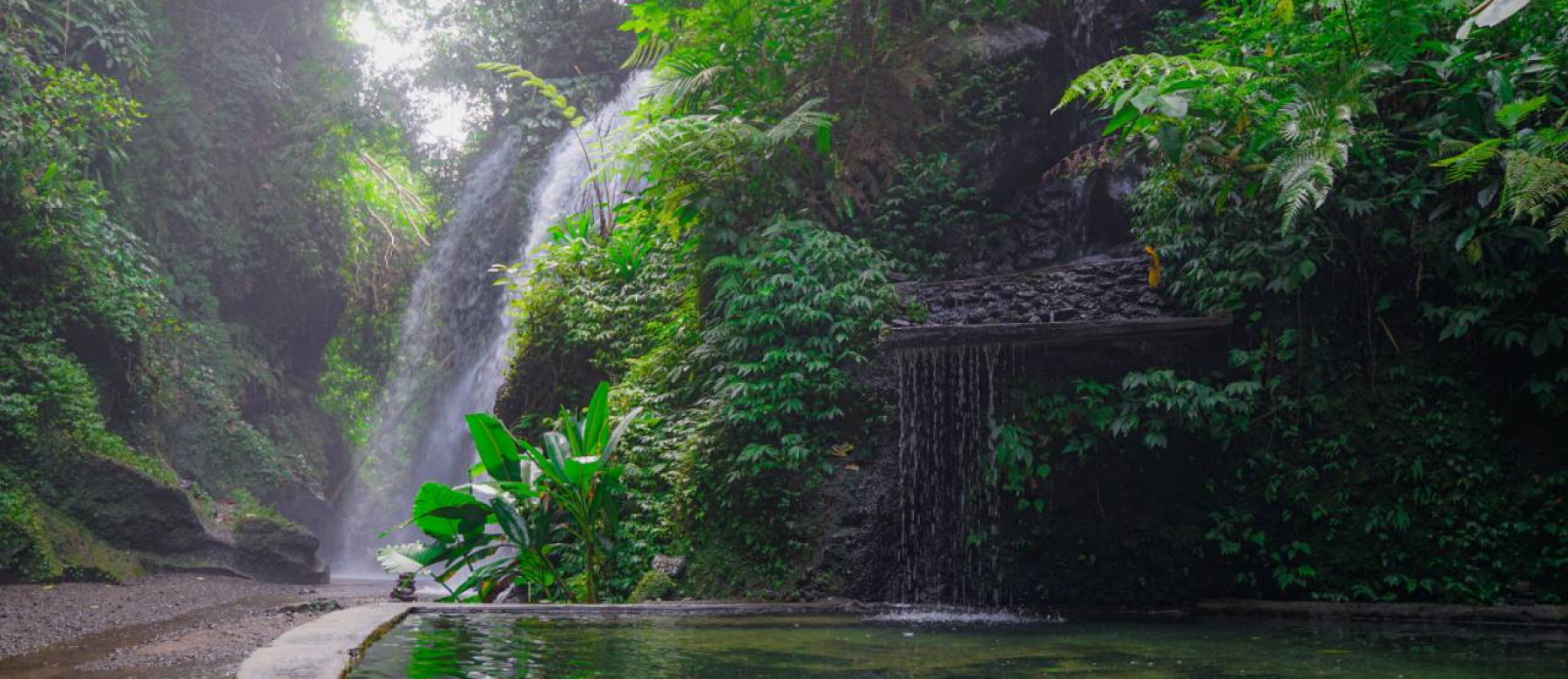 Natural spring swimming pool at Toyo Bulan Waterfall Bali